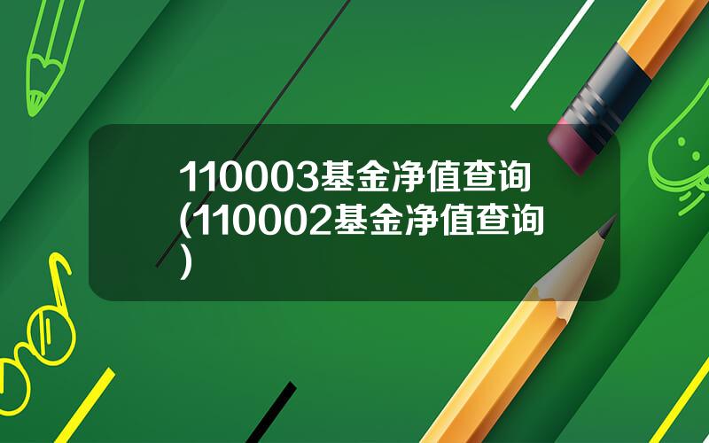 110003基金净值查询(110002基金净值查询)