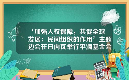 ‘加强人权保障，共促全球发展：民间组织的作用’主题边会在日内瓦举行平澜基金会【前列康】