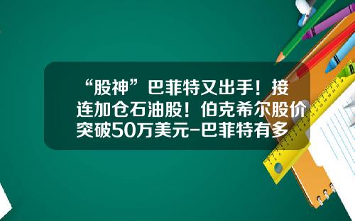 “股神”巴菲特又出手！接连加仓石油股！伯克希尔股价突破50万美元-巴菲特有多少伯克希尔哈撒韦股票