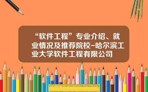 “软件工程”专业介绍、就业情况及推荐院校-哈尔滨工业大学软件工程有限公司