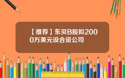 【推荐】东贝B股拟2000万美元设合资公司