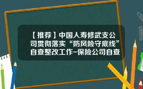 【推荐】中国人寿修武支公司贯彻落实“防风险守底线”自查整改工作-保险公司自查报告及整改措施