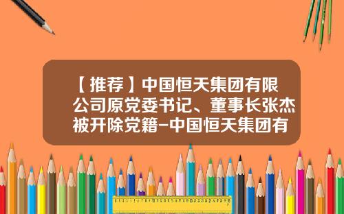 【推荐】中国恒天集团有限公司原党委书记、董事长张杰被开除党籍-中国恒天集团有限公司人事调整
