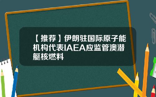 【推荐】伊朗驻国际原子能机构代表IAEA应监管澳潜艇核燃料