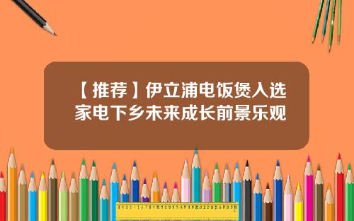【推荐】伊立浦电饭煲入选家电下乡未来成长前景乐观