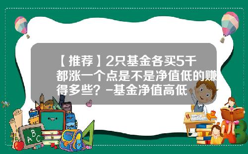 【推荐】2只基金各买5千都涨一个点是不是净值低的赚得多些？-基金净值高低