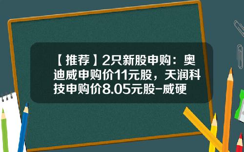 【推荐】2只新股申购：奥迪威申购价11元股，天润科技申购价8.05元股-威硬具股多少钱
