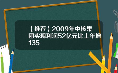 【推荐】2009年中核集团实现利润52亿元比上年增135