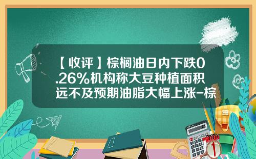 【收评】棕榈油日内下跌0.26%机构称大豆种植面积远不及预期油脂大幅上涨-棕榈油期货一个点多少钱