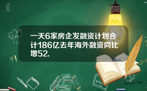 一天6家房企发融资计划合计186亿去年海外融资同比增52.
