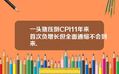 一头猪压倒CPI11年来首次负增长但全面通缩不会到来.