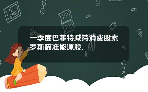 一季度巴菲特减持消费股索罗斯瞄准能源股.