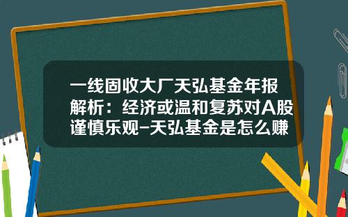 一线固收大厂天弘基金年报解析：经济或温和复苏对A股谨慎乐观-天弘基金是怎么赚钱的