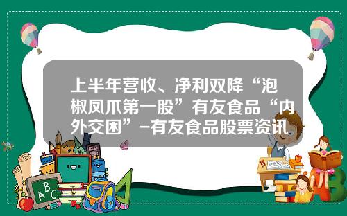 上半年营收、净利双降“泡椒凤爪第一股”有友食品“内外交困”-有友食品股票资讯最新