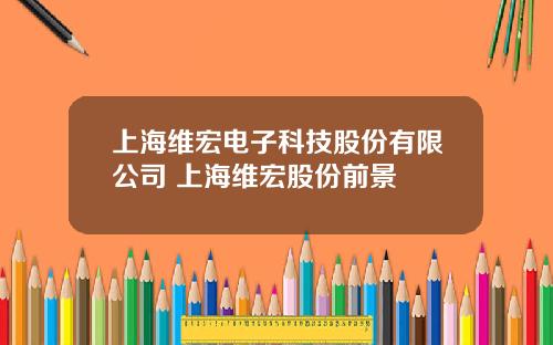 上海维宏电子科技股份有限公司 上海维宏股份前景