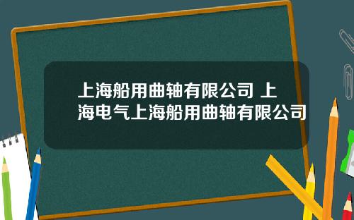 上海船用曲轴有限公司 上海电气上海船用曲轴有限公司