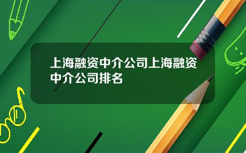上海融资中介公司上海融资中介公司排名