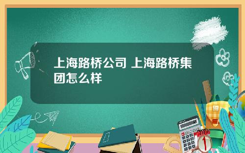 上海路桥公司 上海路桥集团怎么样