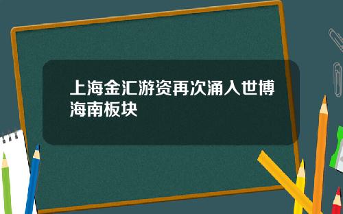 上海金汇游资再次涌入世博海南板块