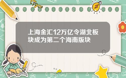 上海金汇12万亿令湖北板块成为第二个海南版块