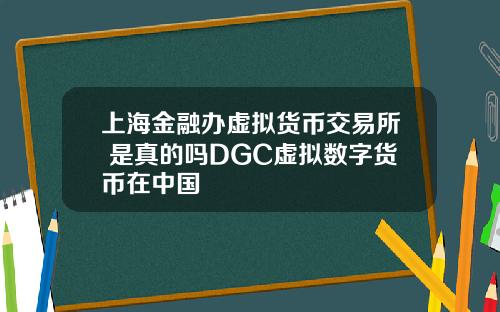 上海金融办虚拟货币交易所 是真的吗DGC虚拟数字货币在中国