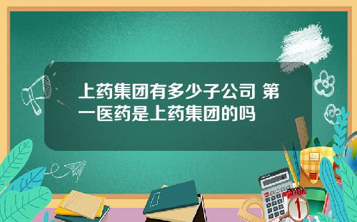 上药集团有多少子公司 第一医药是上药集团的吗