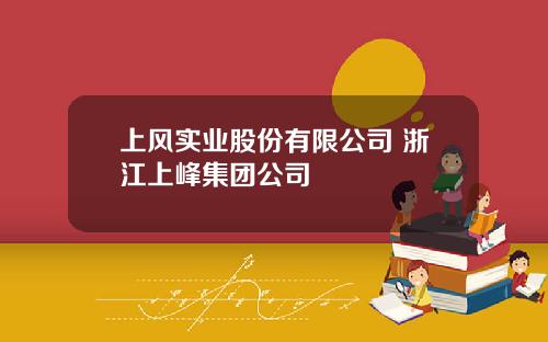 上风实业股份有限公司 浙江上峰集团公司