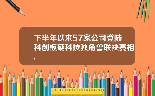 下半年以来57家公司登陆科创板硬科技独角兽联袂亮相.