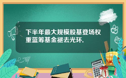 下半年最大规模股基登场权重蓝筹基金褪去光环.