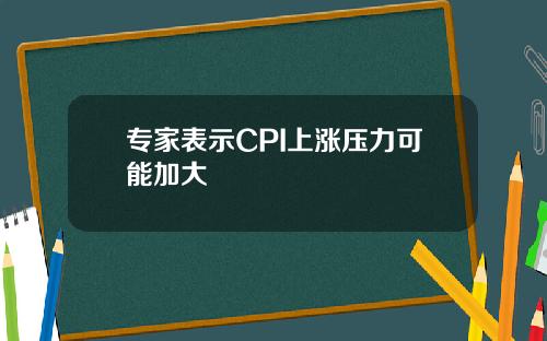专家表示CPI上涨压力可能加大