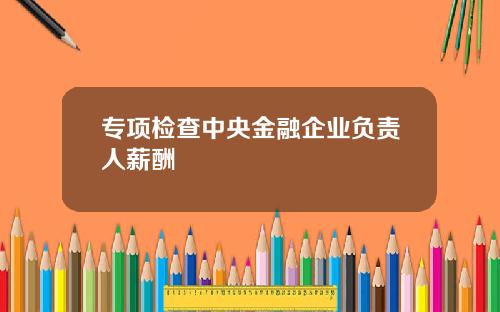专项检查中央金融企业负责人薪酬