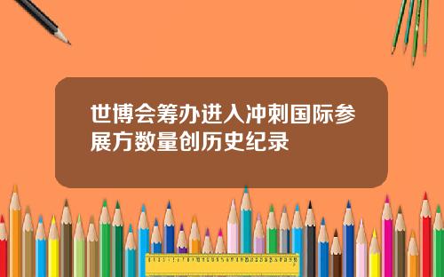 世博会筹办进入冲刺国际参展方数量创历史纪录