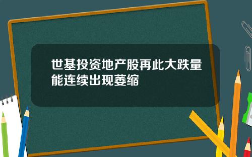 世基投资地产股再此大跌量能连续出现萎缩