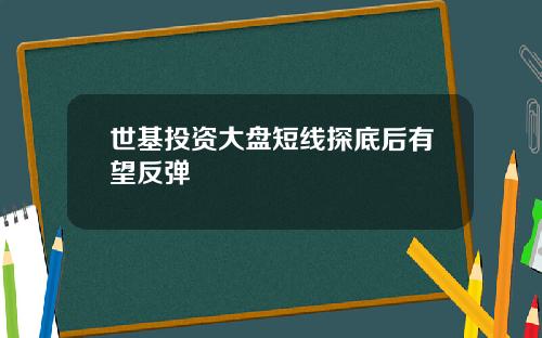 世基投资大盘短线探底后有望反弹