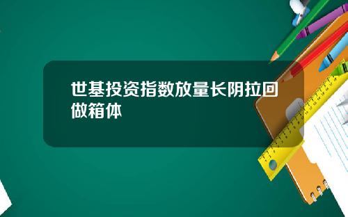 世基投资指数放量长阴拉回做箱体