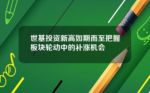 世基投资新高如期而至把握板块轮动中的补涨机会