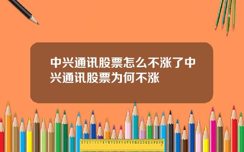 中兴通讯股票怎么不涨了中兴通讯股票为何不涨
