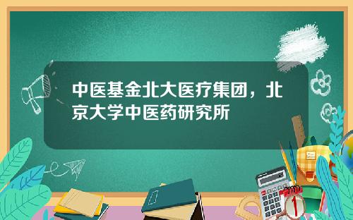 中医基金北大医疗集团,北京大学中医药研究所