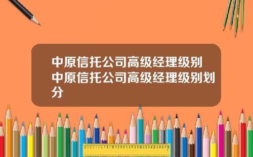 中原信托公司高级经理级别中原信托公司高级经理级别划分
