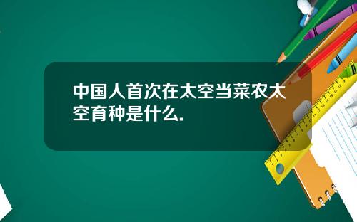 中国人首次在太空当菜农太空育种是什么.