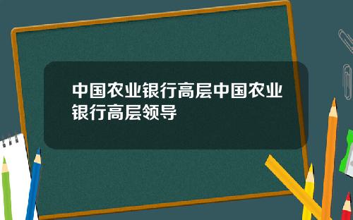 中国农业银行高层中国农业银行高层领导