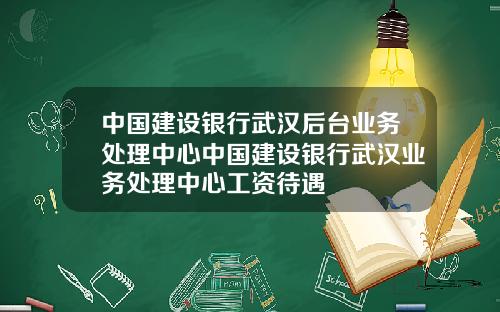 中国建设银行武汉后台业务处理中心中国建设银行武汉业务处理中心工资待遇