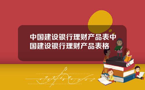 中国建设银行理财产品表中国建设银行理财产品表格