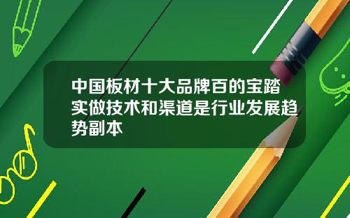 中国板材十大品牌百的宝踏实做技术和渠道是行业发展趋势副本