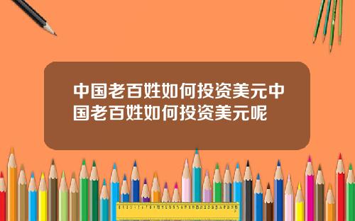 中国老百姓如何投资美元中国老百姓如何投资美元呢