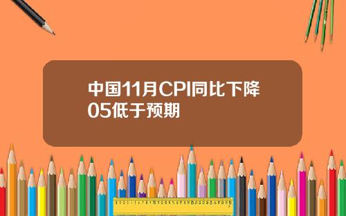 中国11月CPI同比下降05低于预期