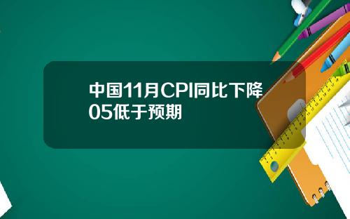 中国11月CPI同比下降05低于预期