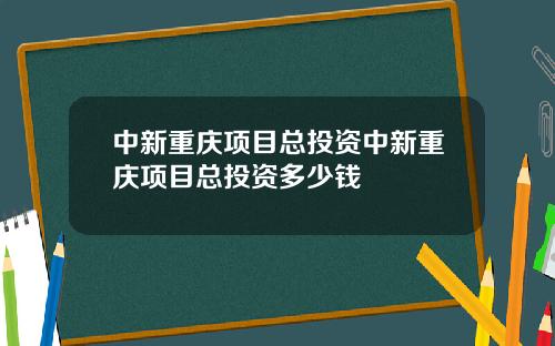 中新重庆项目总投资中新重庆项目总投资多少钱