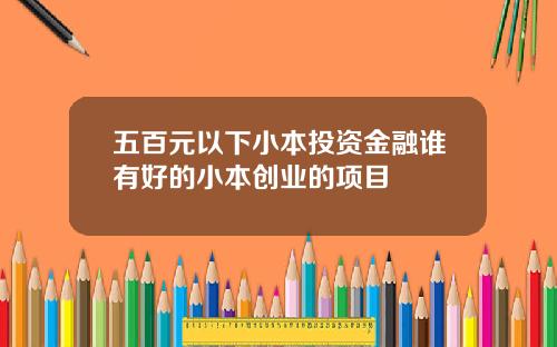 五百元以下小本投资金融谁有好的小本创业的项目