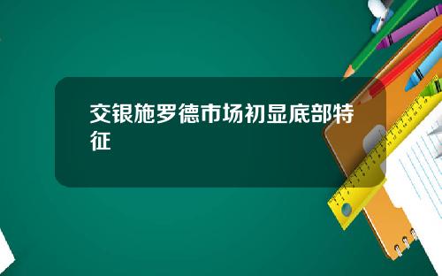 交银施罗德市场初显底部特征